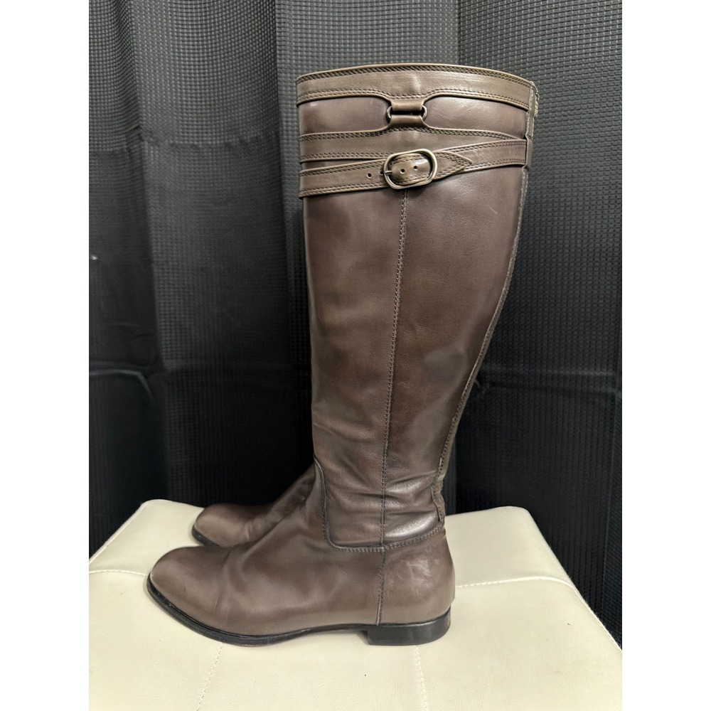 AGL Attilio Giusti Leombruni taupe Italian leather knee-high riding boot Sz 37